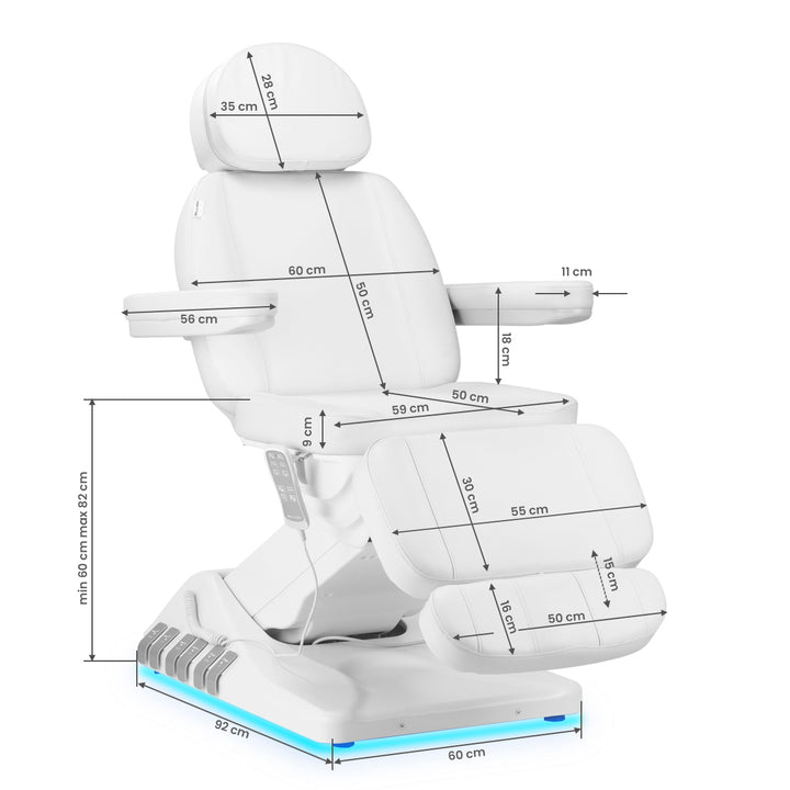 Elektrische Behandelstoel Sillon Luxury 3 Motoren Wit met Voetbediening - afbeelding 19