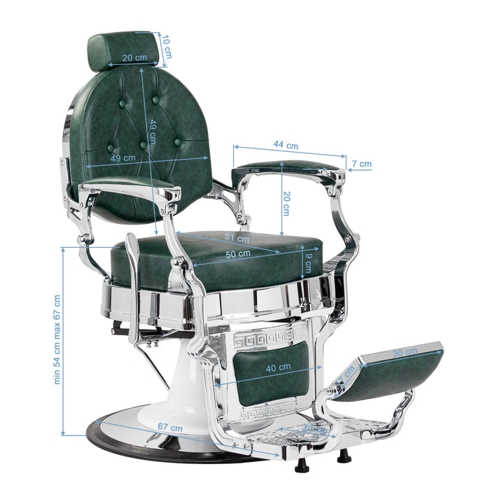 Barberstoel Gabbiano President Groen-Chrome - afbeelding 17