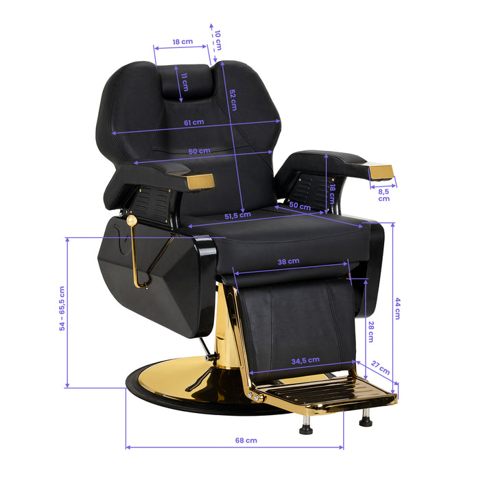 Barberstoel Hair System New York Zwart-Goud - afbeelding 12