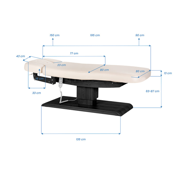 Massagetafel Elektrisch Sillon Relax Crème-Zwart - afbeelding 20