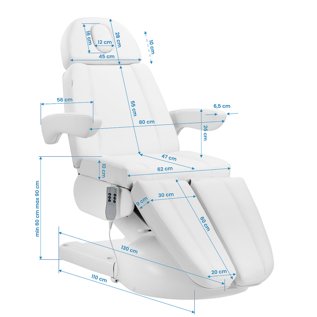 Behandelstoel Elektrisch Azzurro Lux Pedi 3 Motoren Wit - afbeelding 19