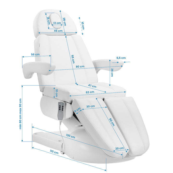 Behandelstoel Elektrisch Azzurro Lux Pedi 3 Motoren Wit - afbeelding 19