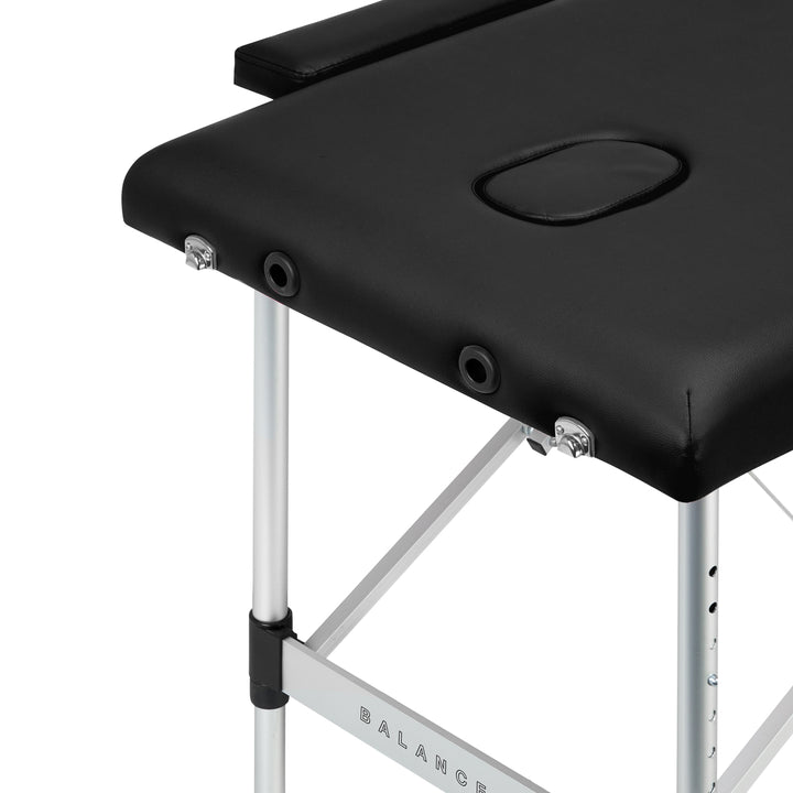 Kokoontaitettava hierontapöytä Balance, 2 vyöhykettä - musta
