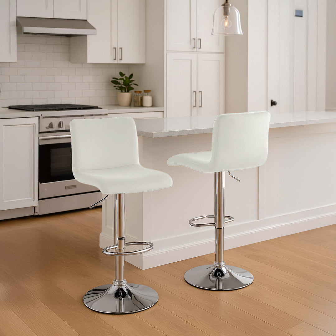 Barkruk met Rugleuning Fluweel Verstelbaar Draaibaar 105 Crème - afbeelding 3