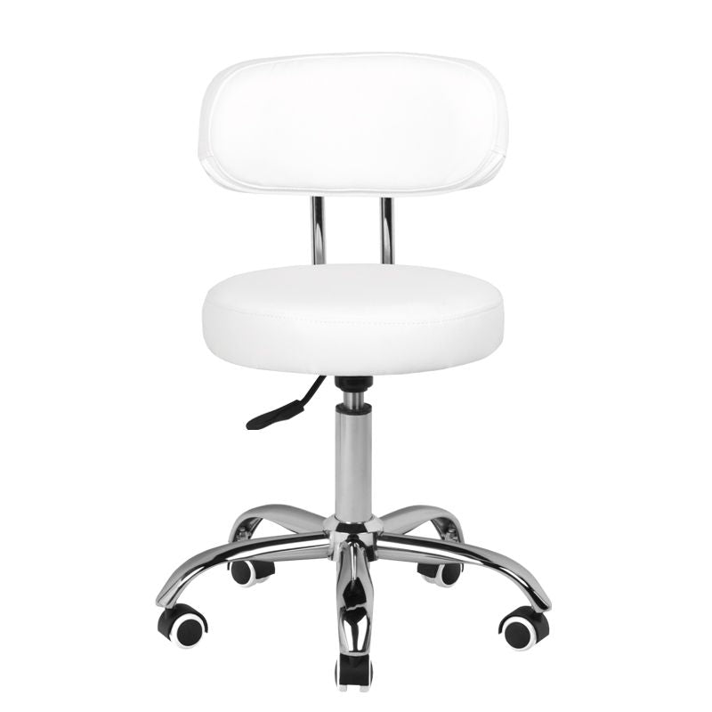 Tabouret Verstelbaar Eco Leder A-007 Wit - afbeelding 2