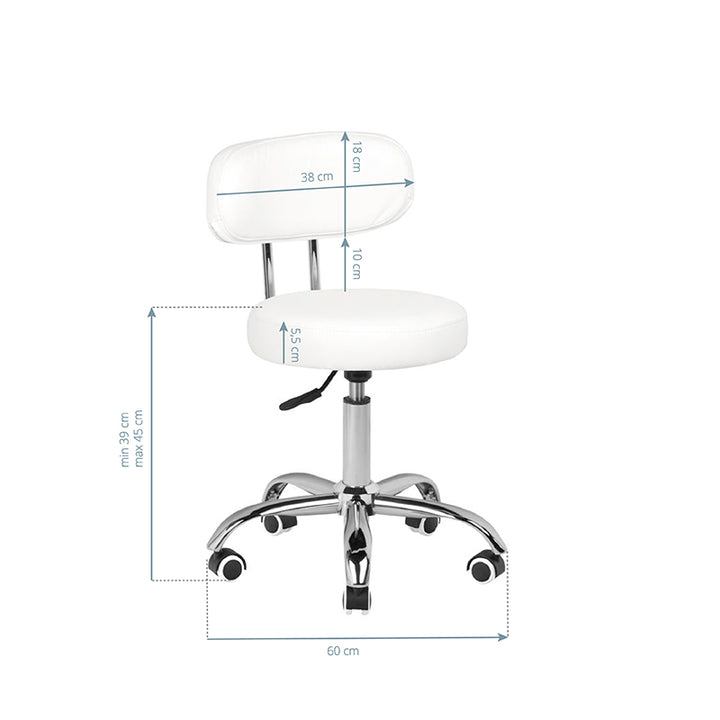 Tabouret Verstelbaar Eco Leder A-007 Wit - afbeelding 4