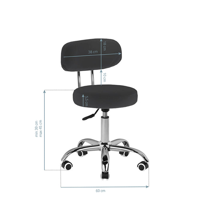 Tabouret Verstelbaar Eco Leder A-007 Zwart - afbeelding 4