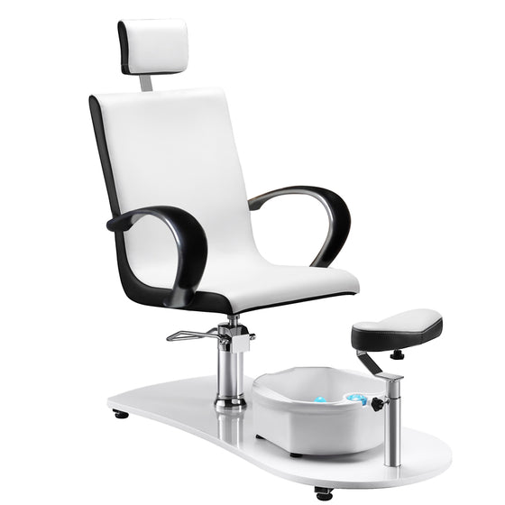 Hydraulinen jalkahoitotuoli spa-hieronnalla - musta ja valkoinen