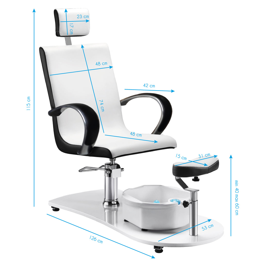 Pedicure Stoel Spa Hydraulisch Massage Wit Zwart - afbeelding 5