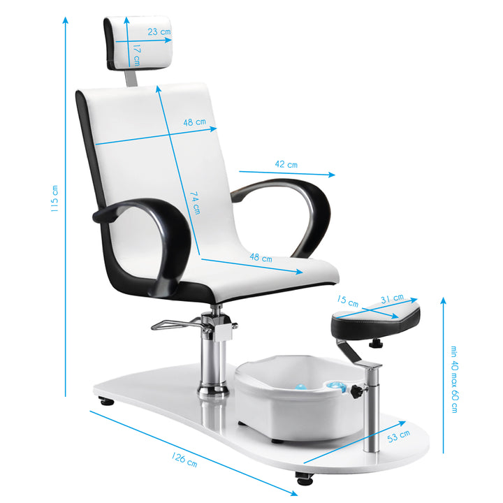 Pedicure Stoel Spa Hydraulisch Massage Wit Zwart - afbeelding 5