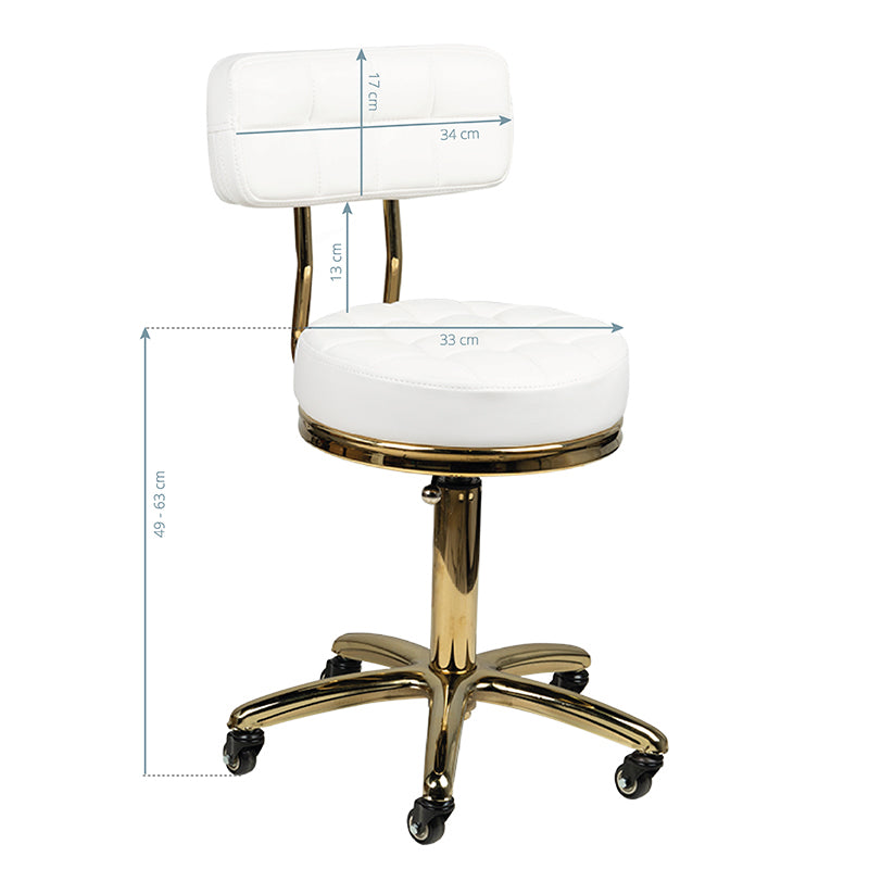 Tabouret Verstelbaar AM-961 Goud-Wit - afbeelding 5