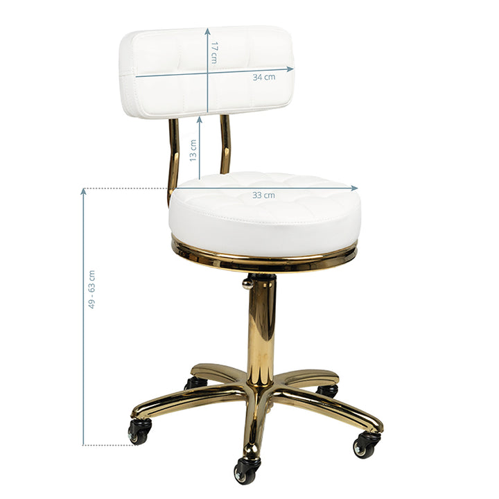 Tabouret Verstelbaar AM-961 Goud-Wit - afbeelding 5