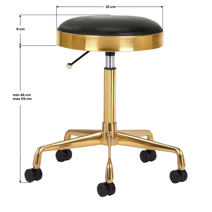 Tabouret Verstelbaar Eco Leder H7 Goud-Zwart - afbeelding 3