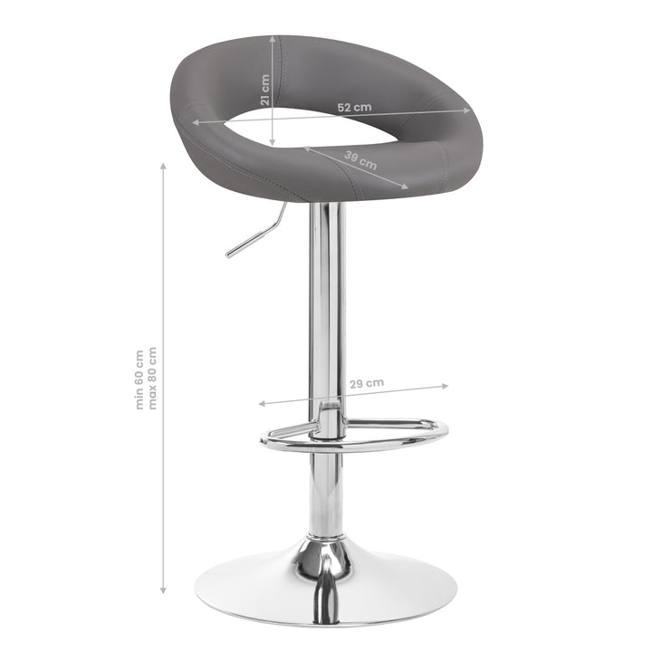 Barkruk met Rugleuning Verstelbaar Draaibaar QS-B10 Grijs - afbeelding 6